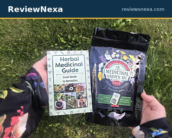 Medicinal Garden Kit seed packets and the printed herbal guide — genuine official product photo