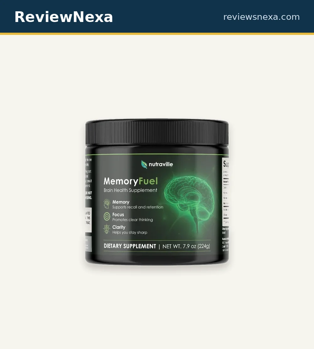 MemoryFuel vendor marketing card showing the brain-health powder jar with the vendor’s featured formulator, Dr. Jesse Ropat (PharmD)