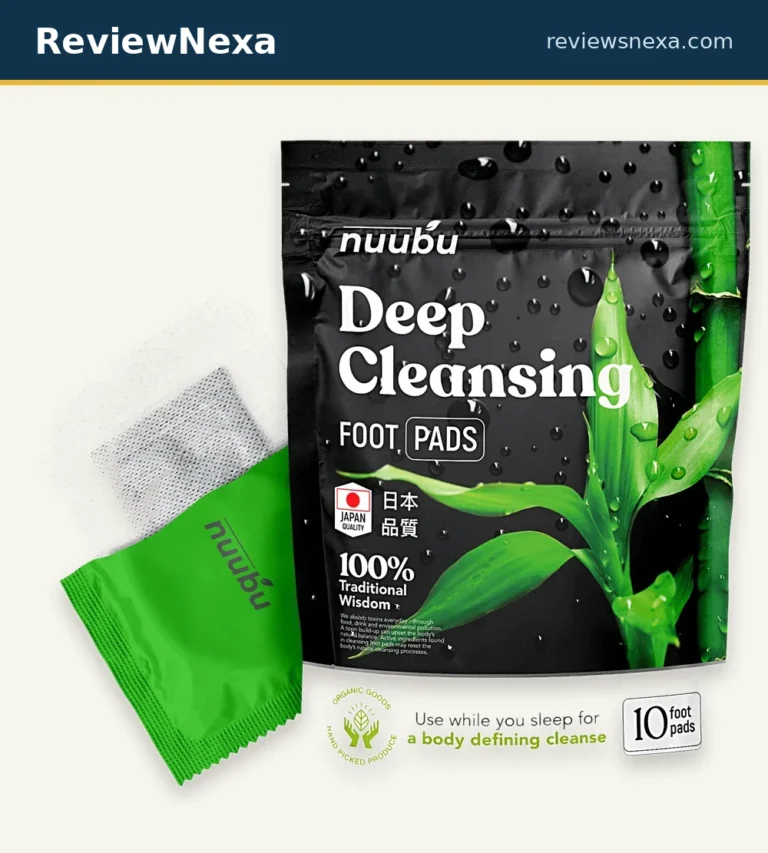 Nuubu Foot Patches packaging — single-use overnight adhesive foot pads in branded box