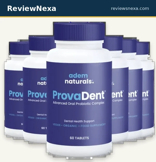 ProvaDent chewable oral probiotic bottle, official product photo