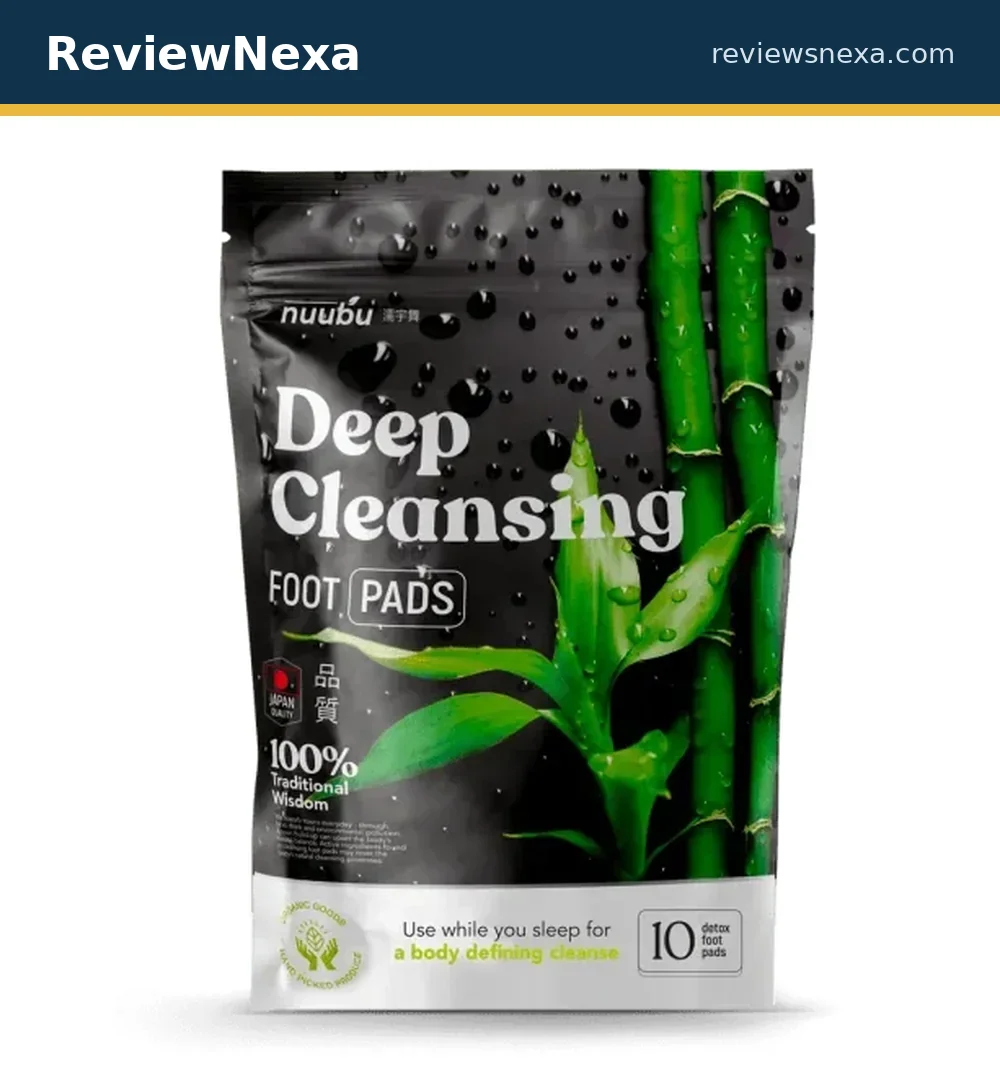 Purisaki Nuubu Deep Cleansing Foot Pads 10-pack pouch with ReviewNexa branding