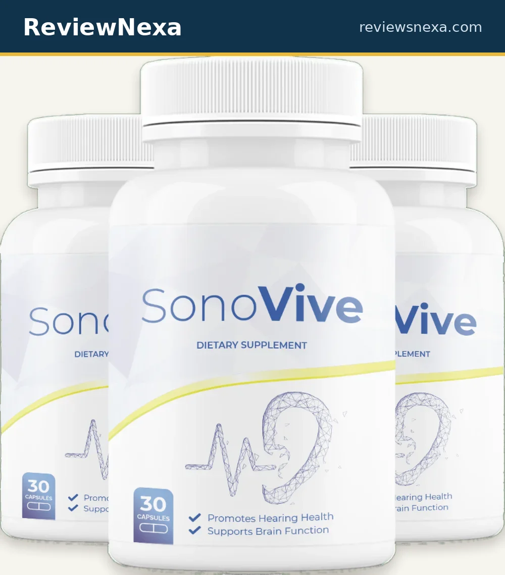 SonoVive — official product bottle photo with ReviewNexa branding
