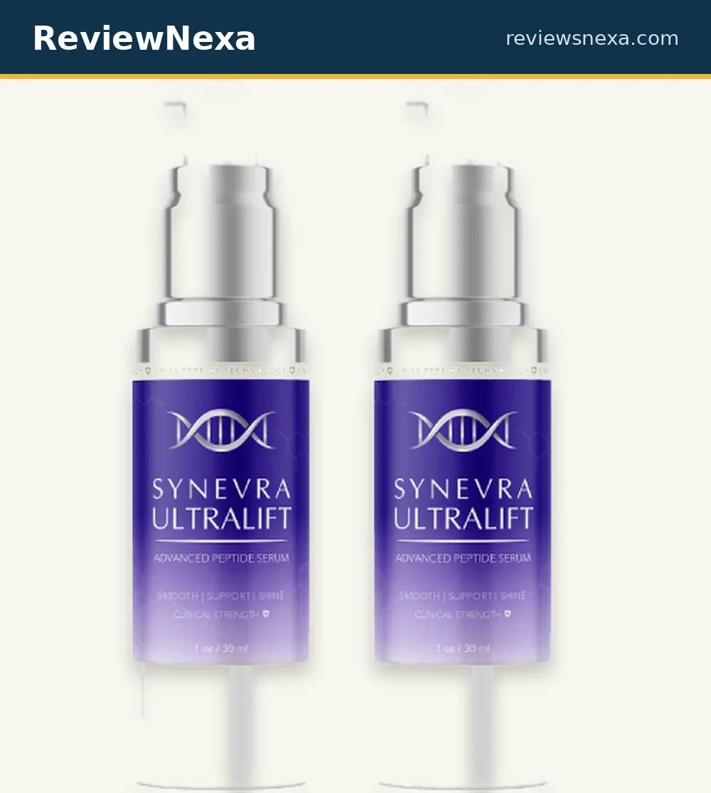 Synevra UltraLift — official product photo of the serum and VitaLock Complex packaging