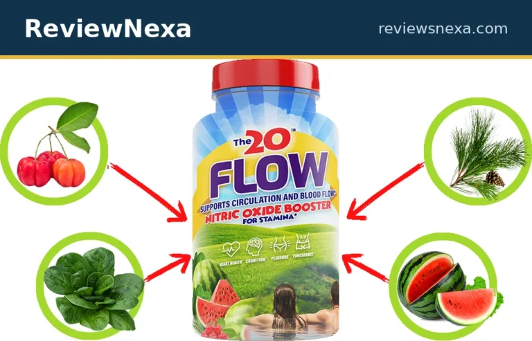 The 20 FLOW — official product photo of the nitric-oxide booster bottle