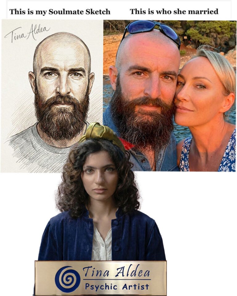 Tina Aldea Soulmate Sketch comparison - psychic sketch vs real married couple photo