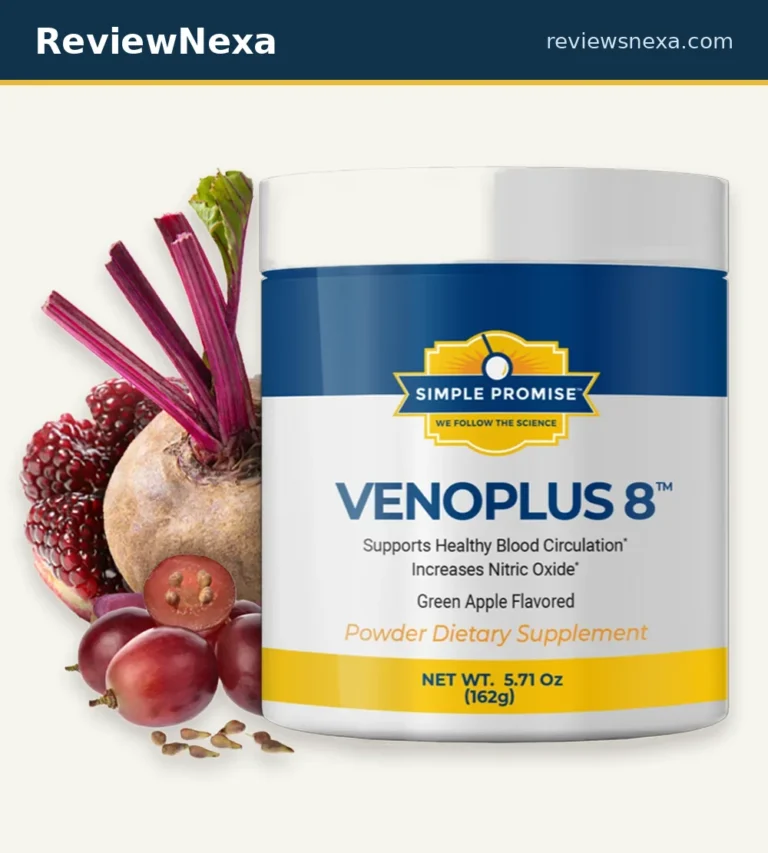 VenoPlus 8 — official product jar photo with ReviewNexa branding
