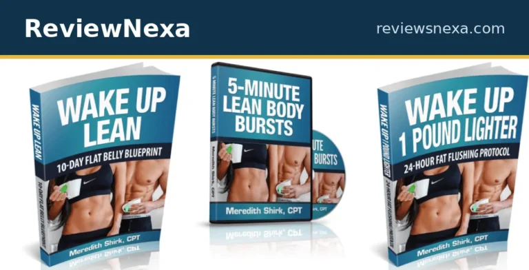 Wake Up Lean official program covers: the 10-Day Flat Belly Blueprint ebook, 5-Minute Lean Body Bursts workouts, and 24-Hour Flushing Protocol &mdash; official product photo